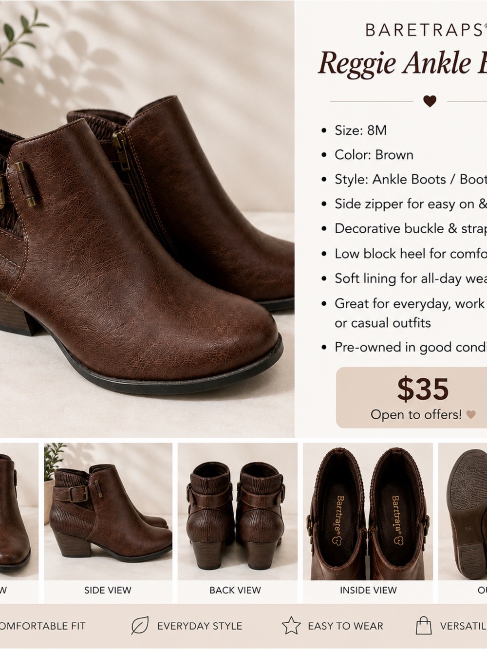 BareTraps Brown Reggie Ankle Booties